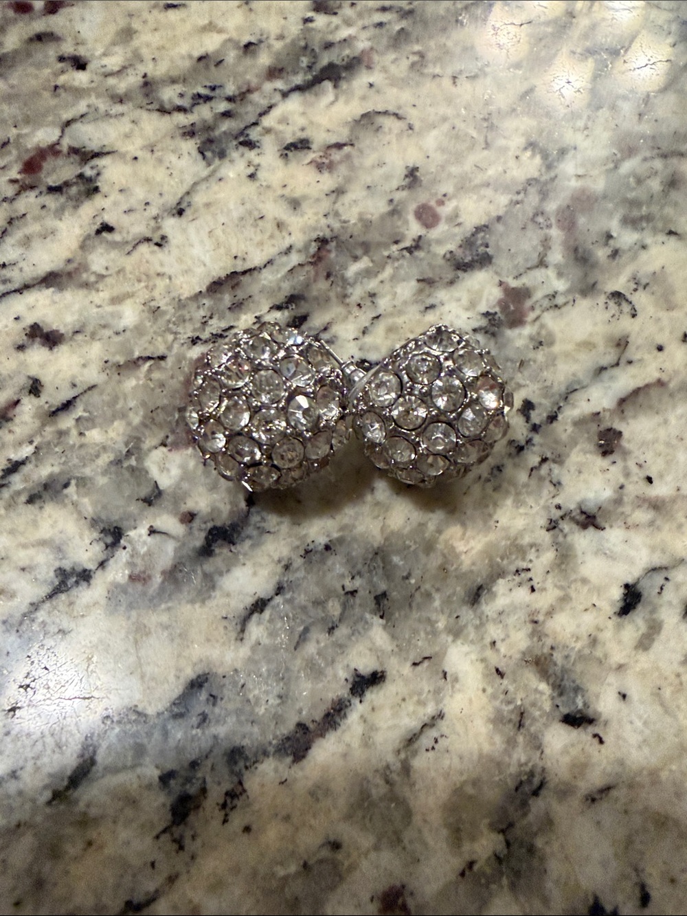 Crystal Pave Ball Stud Earrings - Silver Tone